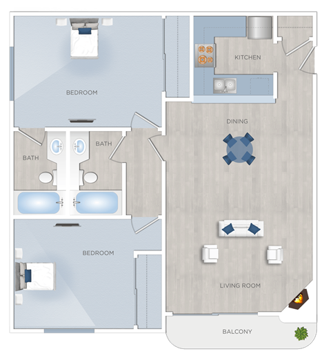 Toluca Terrace two bedroom apartment in Burbank, California